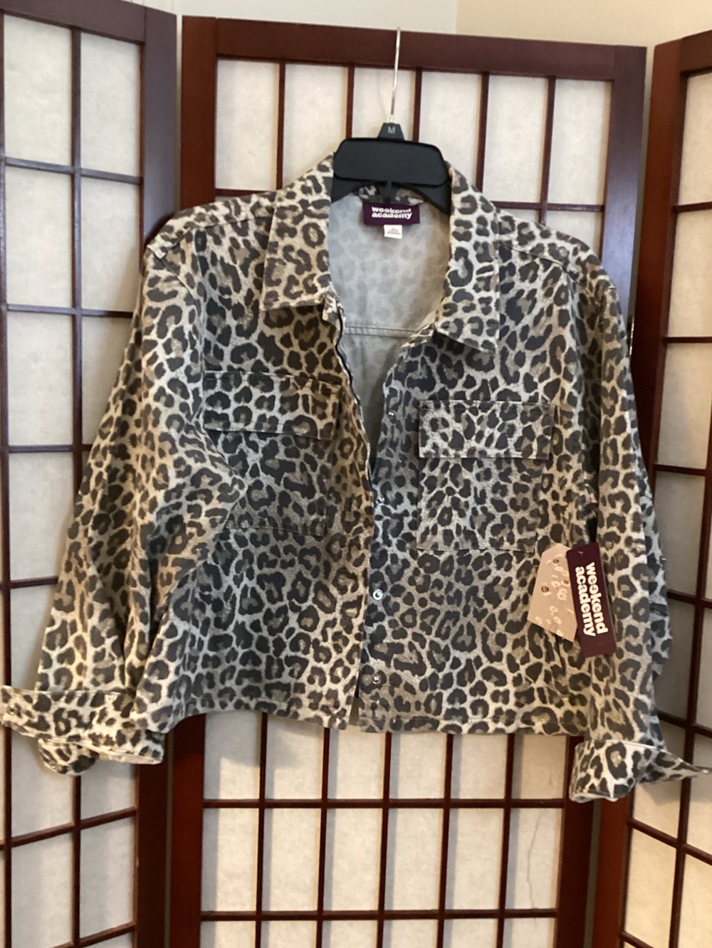 Leopard Print Crop Jacket - Taupe/Black